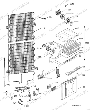 Взрыв-схема холодильника Rex Electrolux RNA38980S - Схема узла Cooling system 017